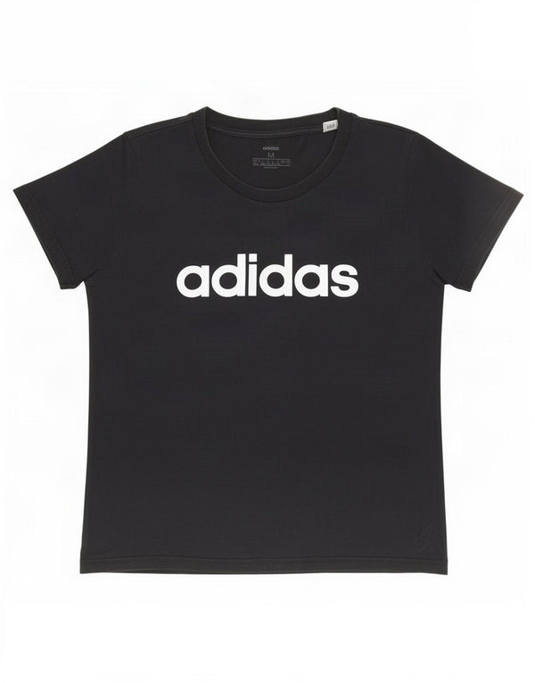 Damska koszulka z grafiką Adidas Top UK 12/14 Średnia czarna bawełna