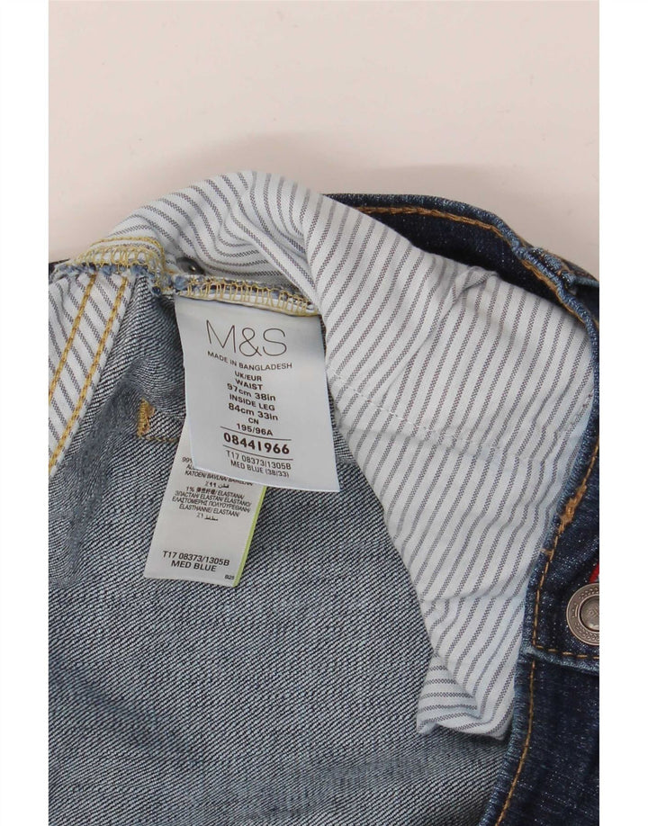 Marks & Spencer Męskie proste dżinsy o regularnym kroju W38 L33 Niebieska bawełna