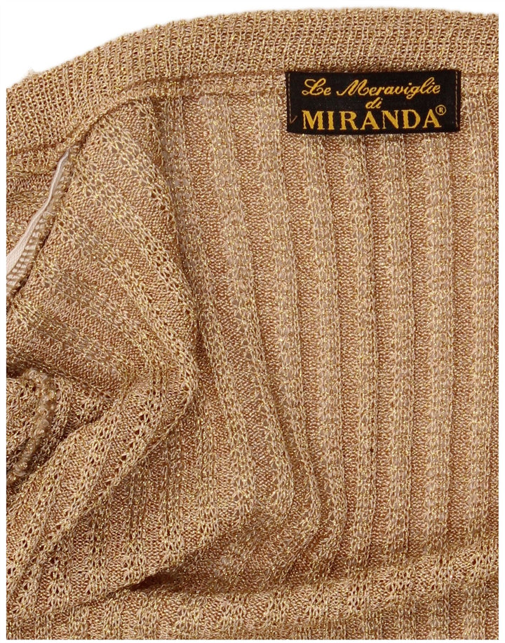 Vintage damski sweter rozpinany UK 12 średni beż nakrapiany