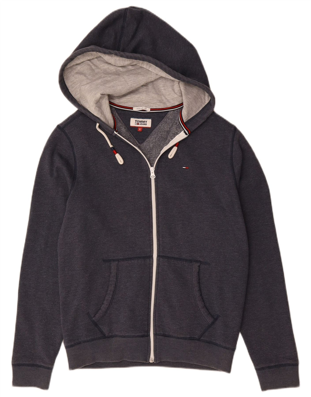 Męski sweter z kapturem i zamkiem Tommy Hilfiger o regularnym kroju, mały, granatowy