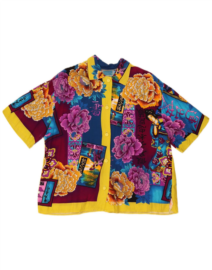 WITTY GIRL Damska bluzka oversize koszulowa UK 14, średnia, wielokolorowa w kwiaty