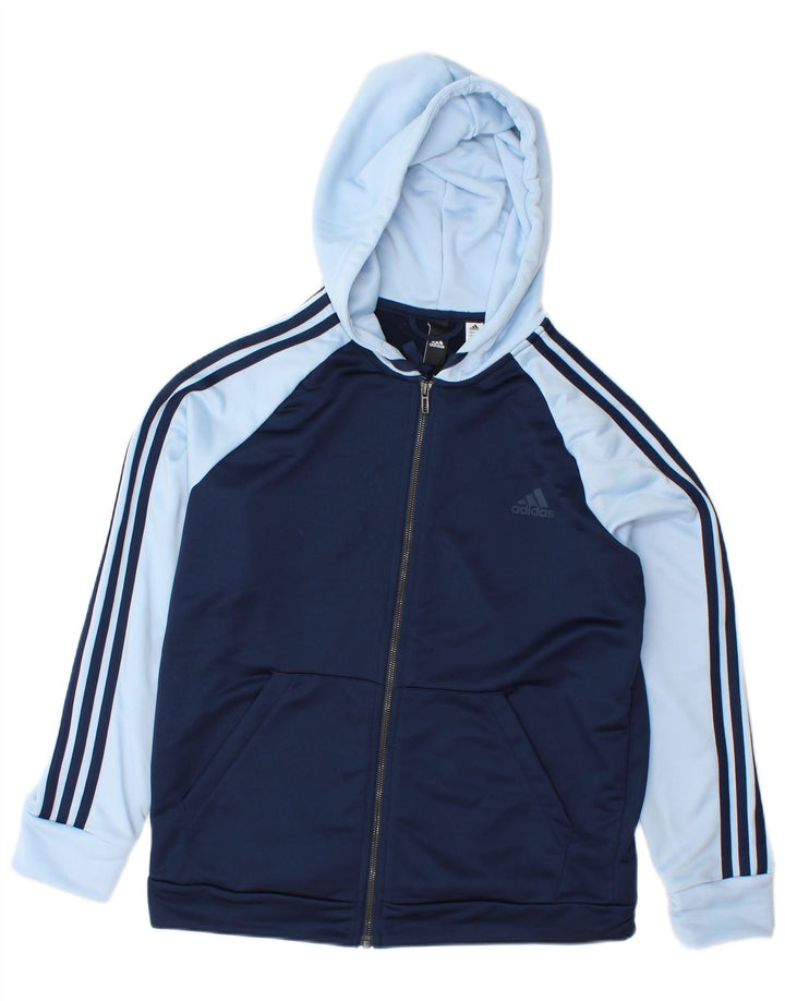 Damski sweter ADIDAS z kapturem i zamkiem, UK 20/22 XL, granatowy, blok kolorów