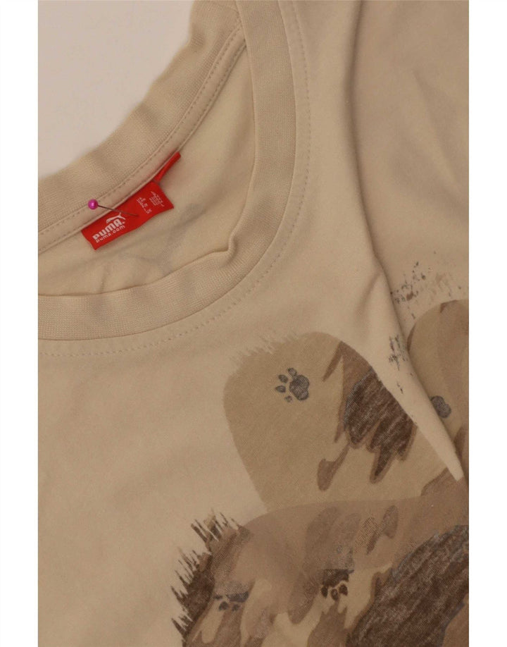 Męski T-shirt z grafiką Puma, duży, beżowy