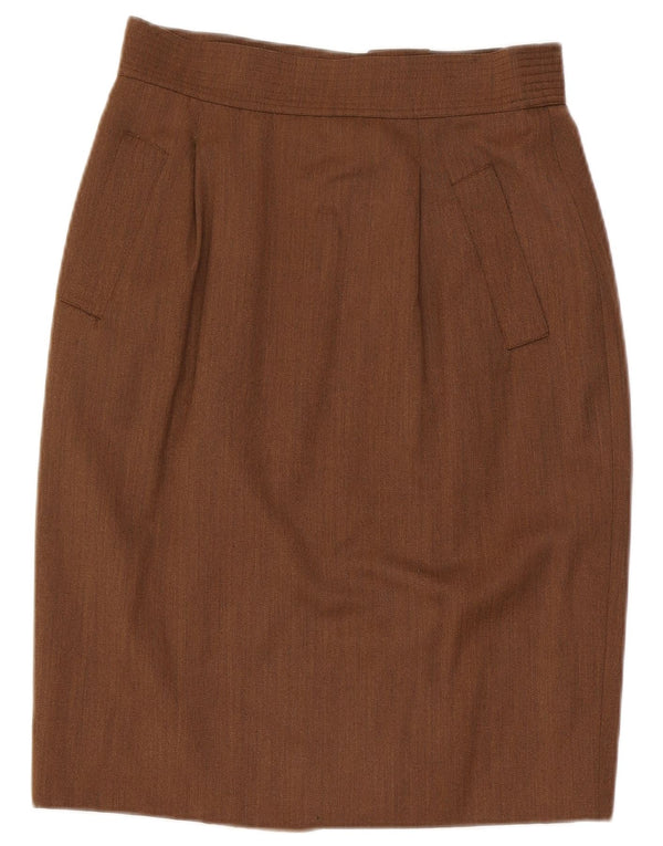 Spódnica ołówkowa Max Mara damska UK 16 duża W32 brązowa wełna