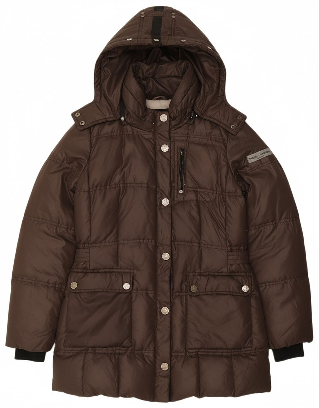 FRIEDA & FREDDIES Womens Hooded Padded Coat UK 16 Large Brown