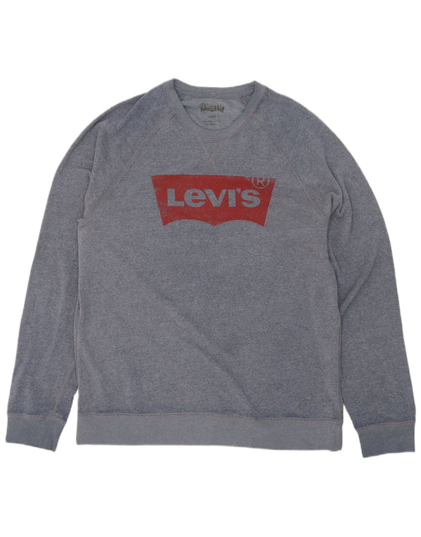 Męski sweter z grafiką Levi's, duży, niebieski, poliester