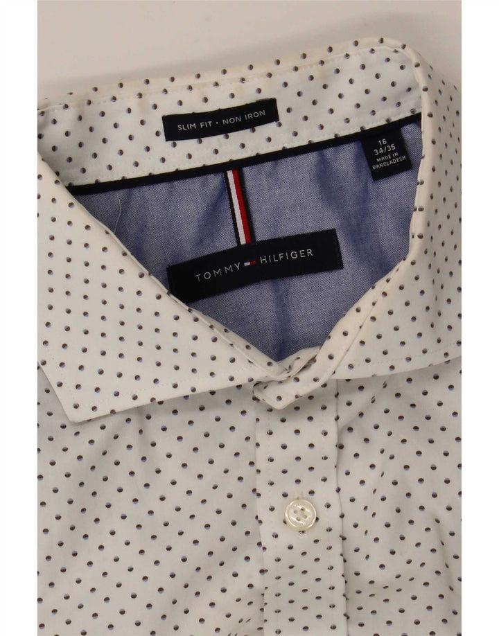 Koszula męska Tommy Hilfiger o dopasowanym kroju, rozmiar 16, duża, biała w cętki