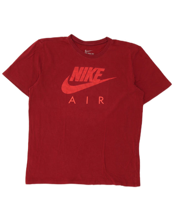 Nike Womens Graphic T-Shirt Top UK 12 Medium Burgundy Cotton