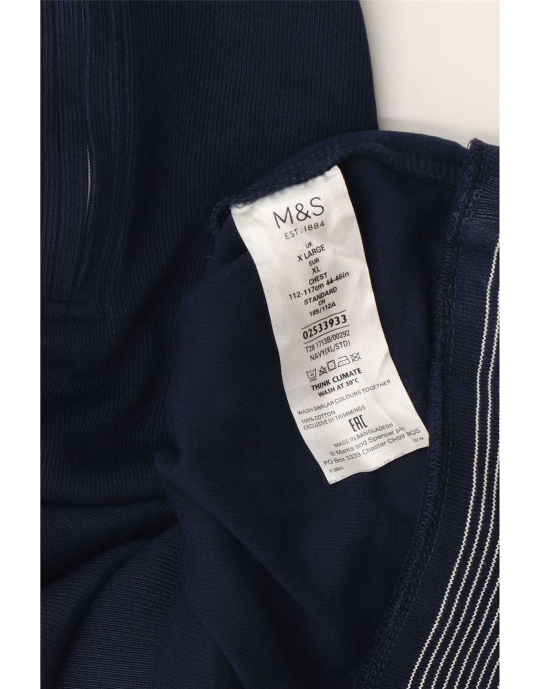 Marks & Spencer Męski sweter z zamkiem błyskawicznym XL, granatowy, bawełniany