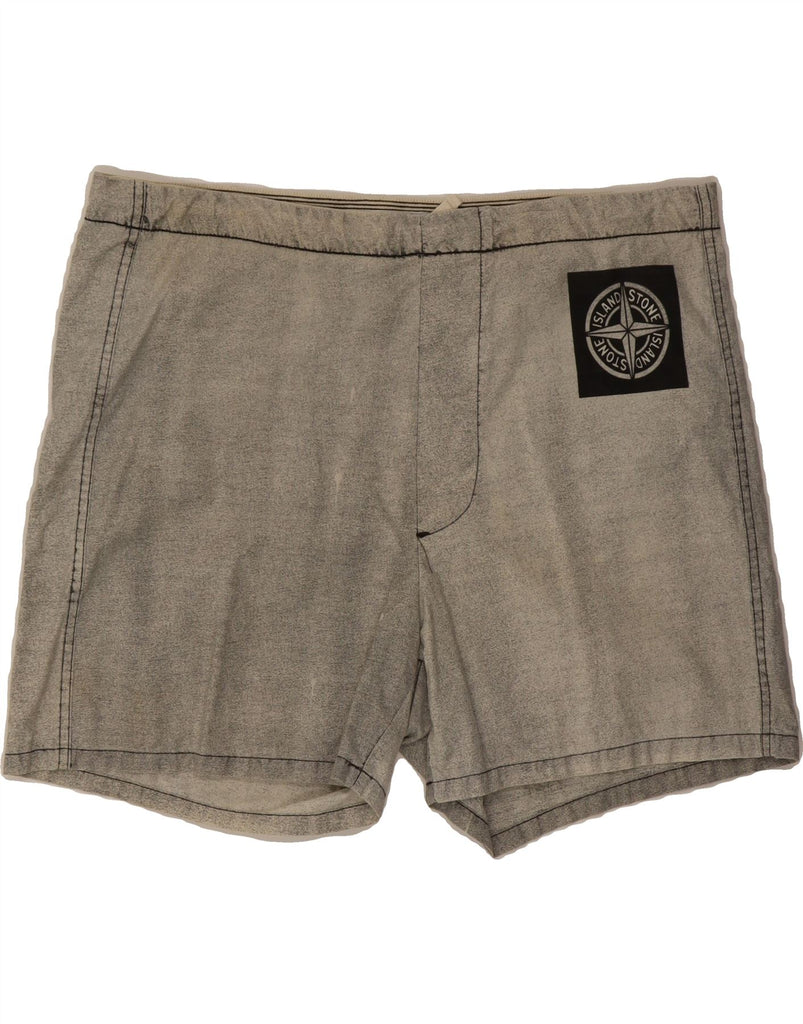 STONE ISLAND Mens Graphic Swimming Shorts IT 50 Large Grey Cotton Beach Vintage Stone Island and Second-Hand Stone Island from Messina Hembry 