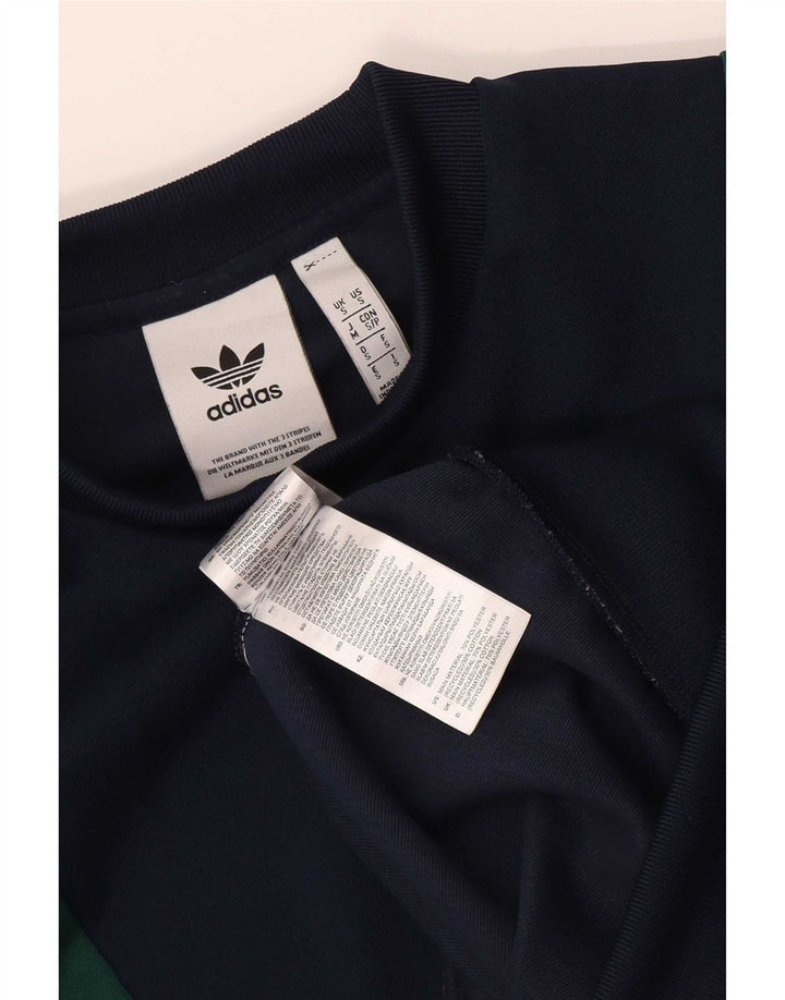 Męska bluza Adidas z grafiką, mała, granatowa, z blokami kolorów, poliester