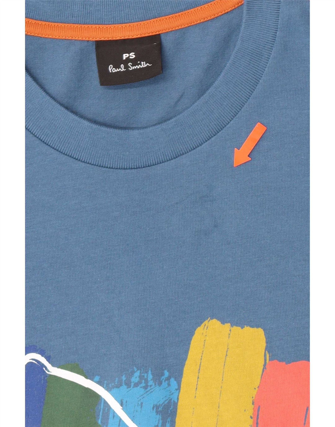 Męski T-shirt z grafiką Paul Smith, duży, niebieski, bawełniany