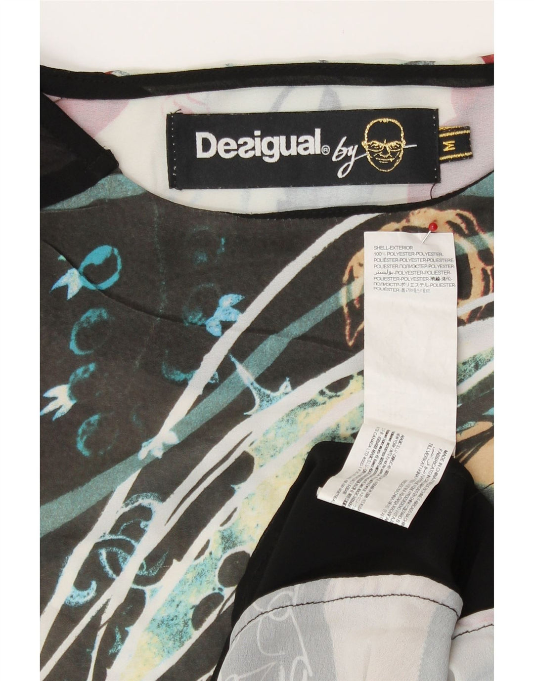 Damska koszulka Desigual See Through Graphic Top UK 14 Średnia wielokolorowa