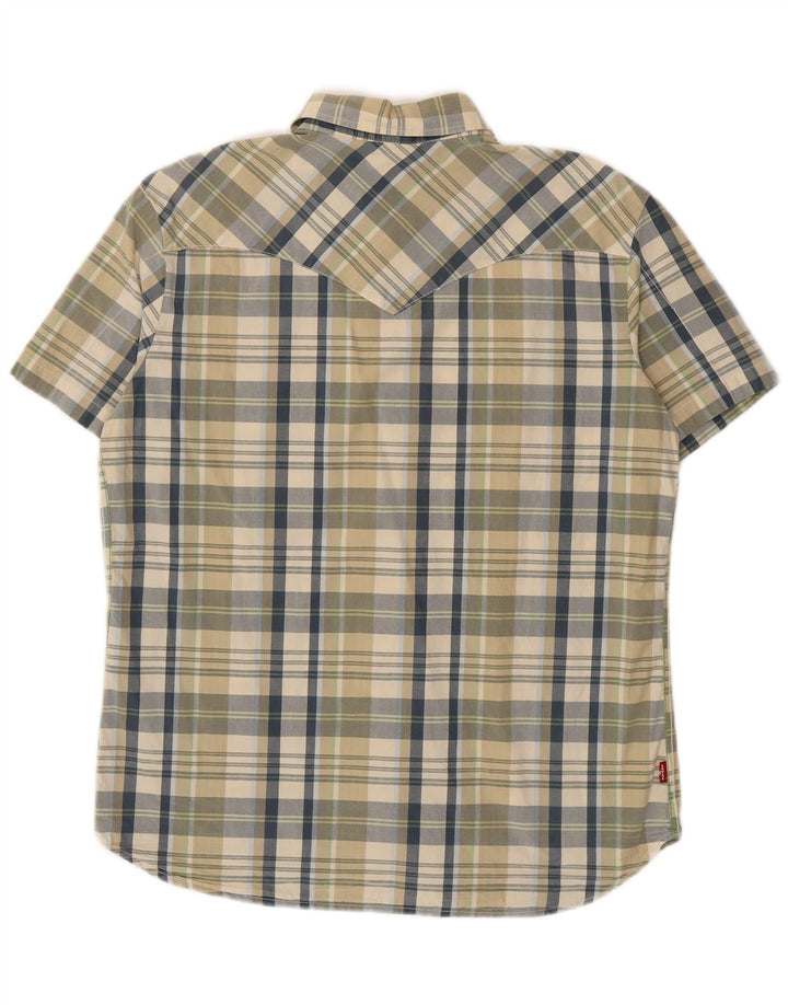 Męska koszula z krótkim rękawem Levi's, duża, zielona, bawełniana w kratę