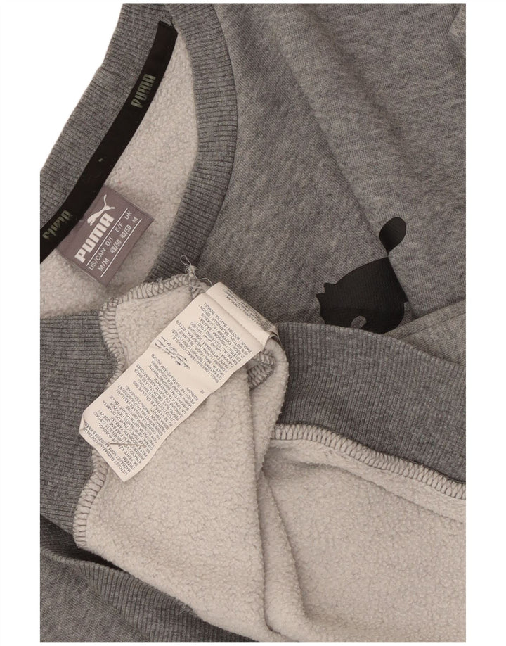 Męska bluza z grafiką Puma, średnia, szara, bawełniana nakrapiana