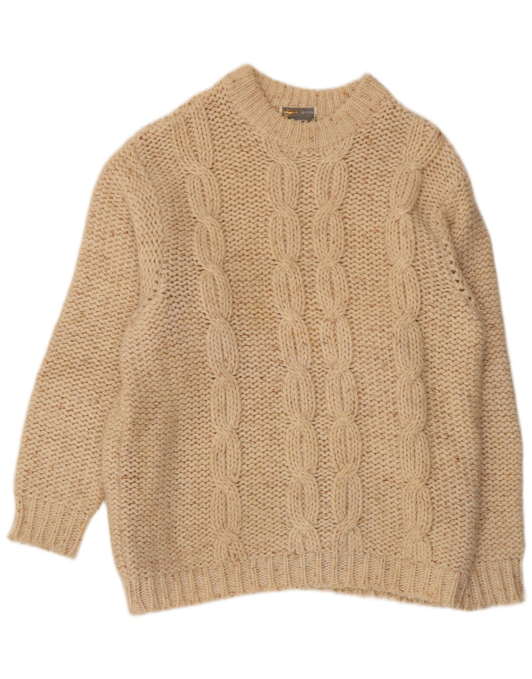 Sweter damski VINTAGE z okrągłym dekoltem UK 16, duży w kolorze złamanej bieli