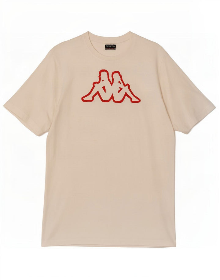Męski T-shirt z grafiką Kappa, duży, biały, bawełniany