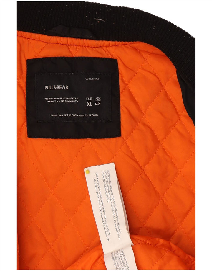 Damska kurtka bomberka Pull & Bear UK 18 XL z czarnego nylonu
