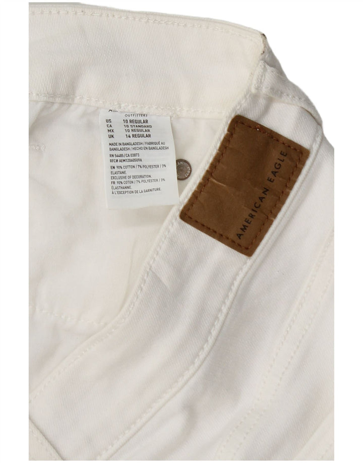 Damska mini spódniczka jeansowa AMERICAN EAGLE UK 14 Medium W30 Biała bawełna