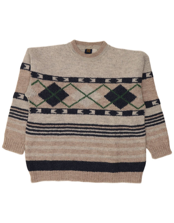 Męski sweter z okrągłym dekoltem Lotto, duży, szary Argyle/diament