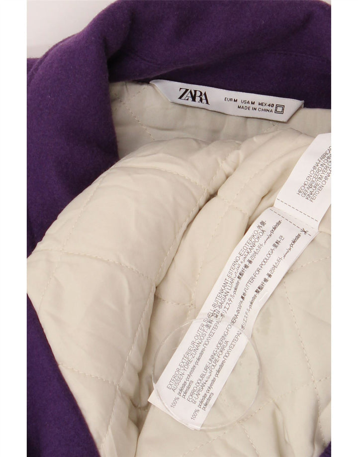 Męska kurtka ZARA Graphic Varsity UK 38, poliester w kolorze średniofioletowym