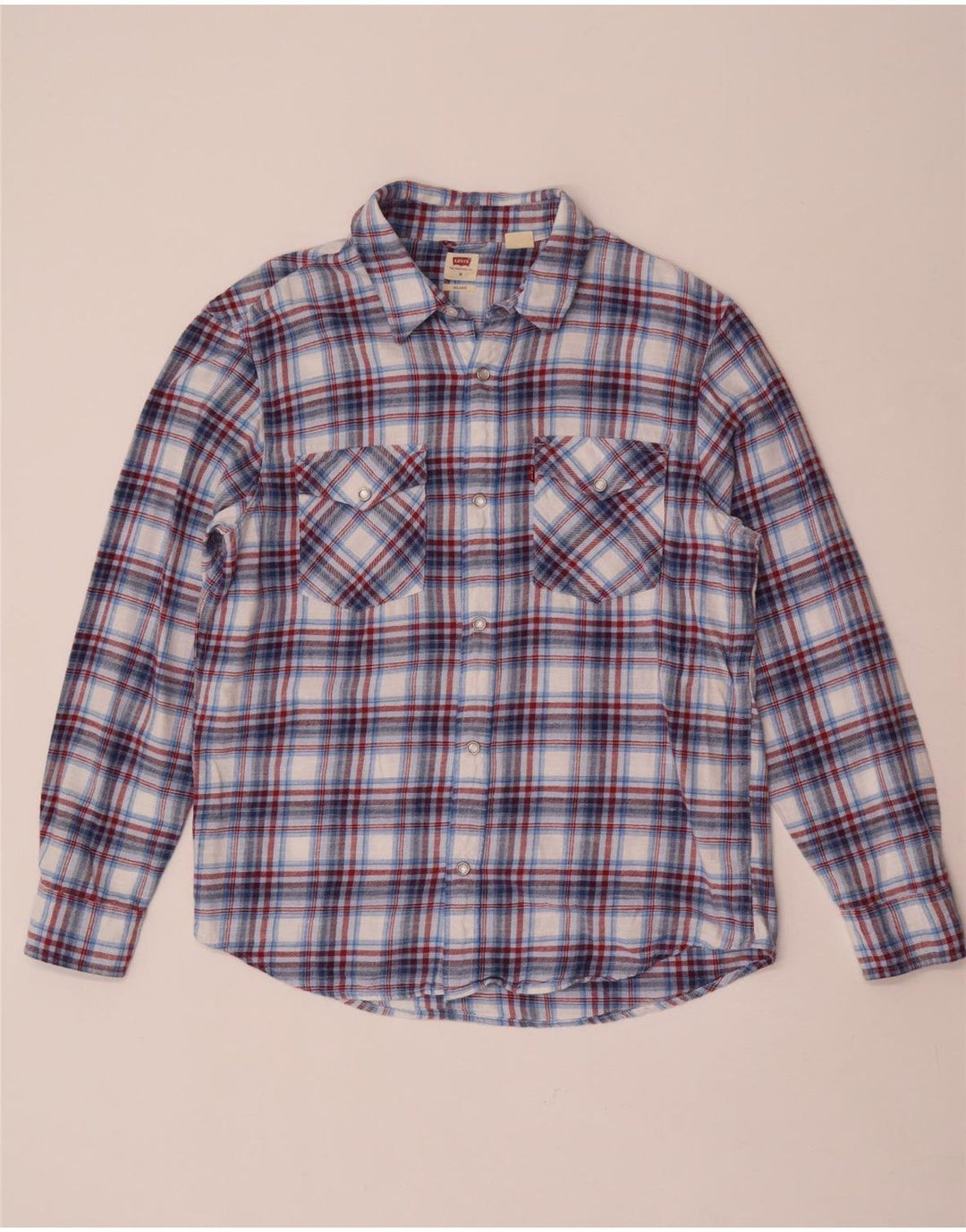 Męska koszula flanelowa Levi's w średnią niebieską kratkę, bawełniana