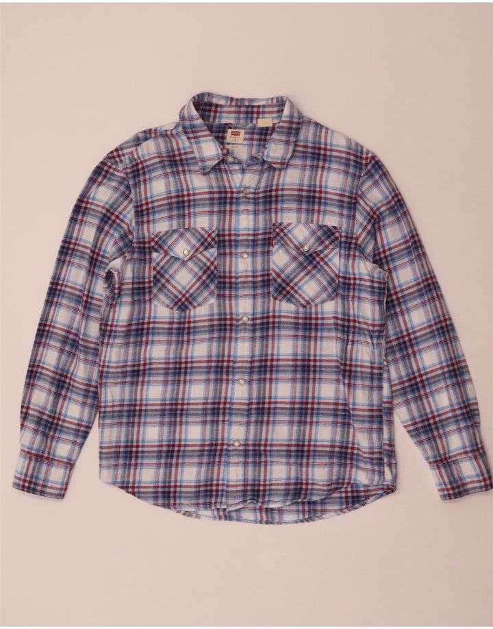 Męska koszula flanelowa Levi's w średnią niebieską kratkę, bawełniana