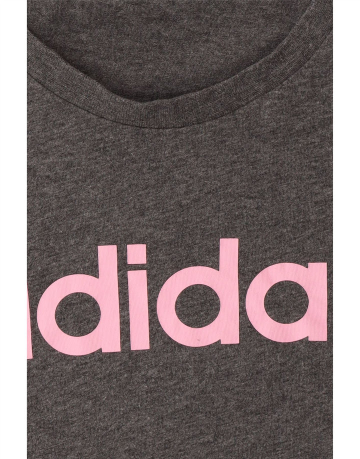 ADIDAS Womens Graphic T-Shirt Top UK 8 Small Grey Vintage Adidas and Second-Hand Adidas from Messina Hembry 