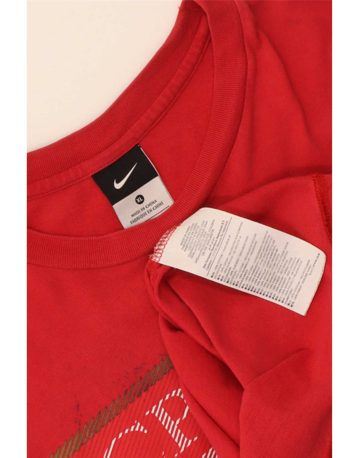 Męski T-shirt z grafiką Nike, XL, czerwony, bawełniany
