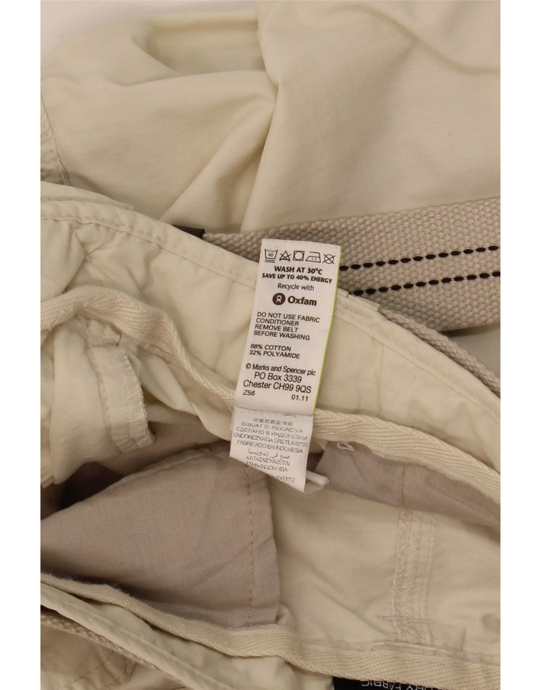MARKS & SPENCER Męskie bermudy cargo W38 XL beżowa bawełna