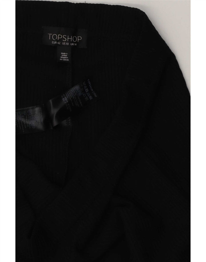 Damskie spodnie Flare Topshop UK 14, duże, czarne, poliestrowe