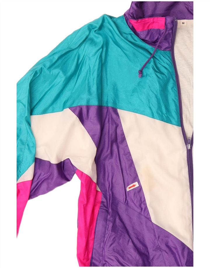 Kurtka męska dresowa w stylu vintage, średnia, wielobarwna, z blokami kolorów, lata 80-te