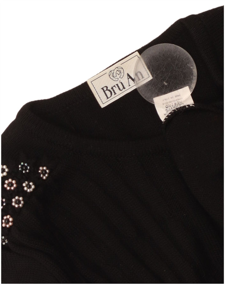 Sweter damski w stylu vintage, UK 14, średnia czarna dziewicza wełna