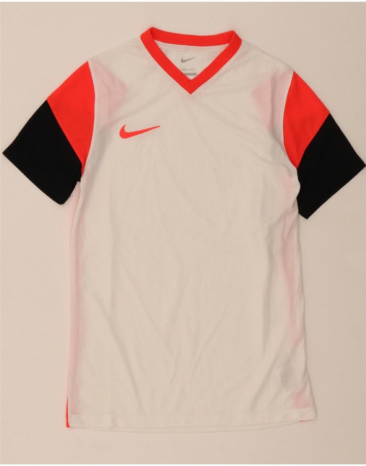 NIKE Mens Dri Fit Slim Fit T-Shirt Top Small White Colourblock Polyester Vintage Nike and Second-Hand Nike from Messina Hembry 