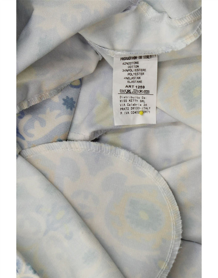 Damska kurtka parka z kapturem VINTAGE UK 16, duża, niebieska, z bawełny w kwiaty