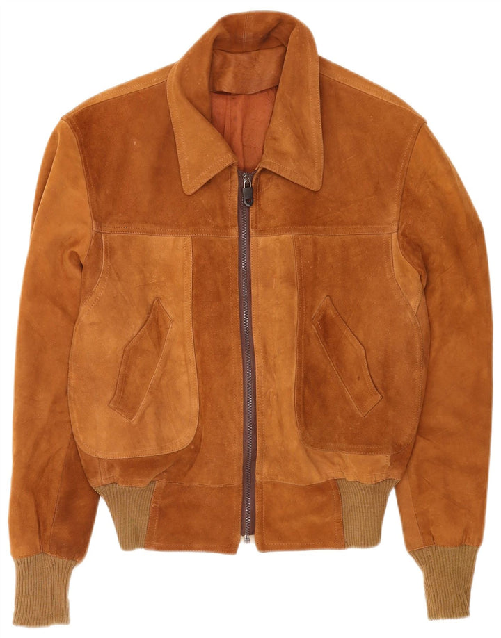 Vintage męska zamszowa kurtka bomber UK 38 średni brąz