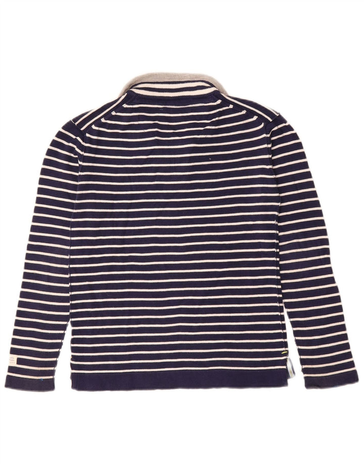 ZARA Boys Zip Neck Jumper Sweater 9-10 Years Navy Blue Striped