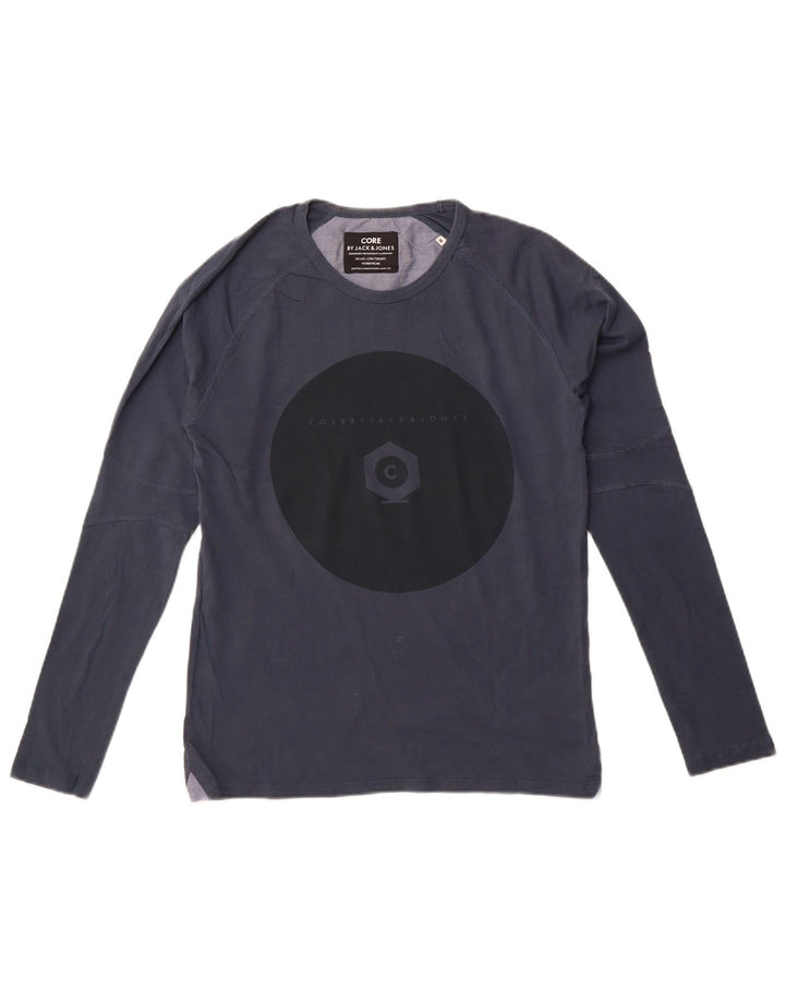 Męski top graficzny Jack & Jones z długim rękawem, średni granatowy