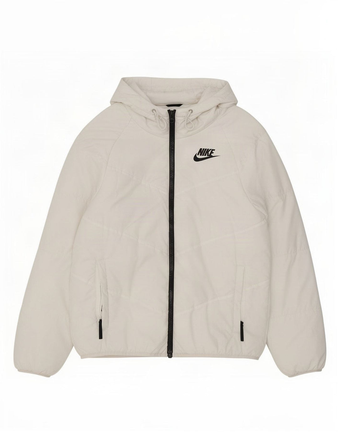 Męska kurtka wiatrówka z kapturem Nike UK 36, mała, biała, poliestrowa