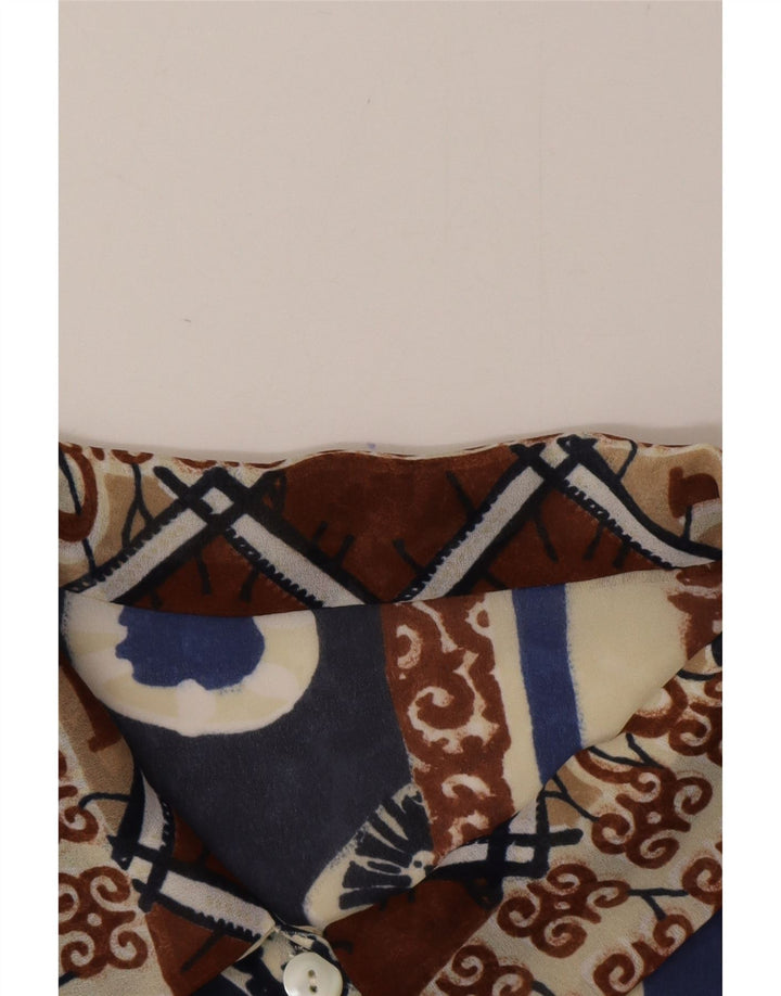 Vintage damska prześwitująca bluzka koszulowa UK 18 XL wielokolorowa geometryczna