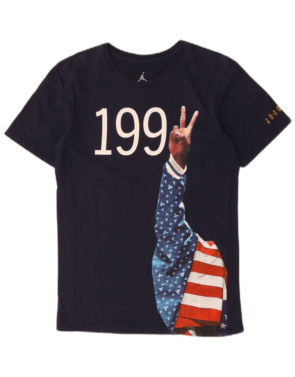 Męski T-shirt z grafiką JORDAN, mały, granatowy, bawełniany