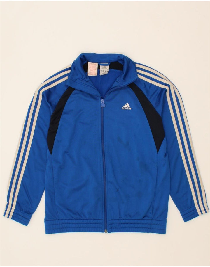 ADIDAS Boys Tracksuit Top Jacket 13-14 Years Blue Colourblock Polyester Vintage Adidas and Second-Hand Adidas from Messina Hembry 