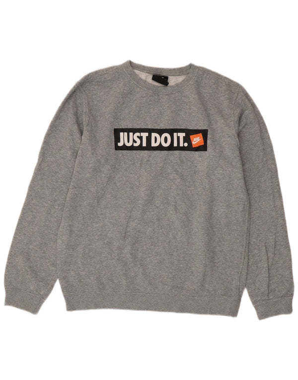Męska bluza z grafiką Nike, średnia, szara, bawełniana nakrapiana