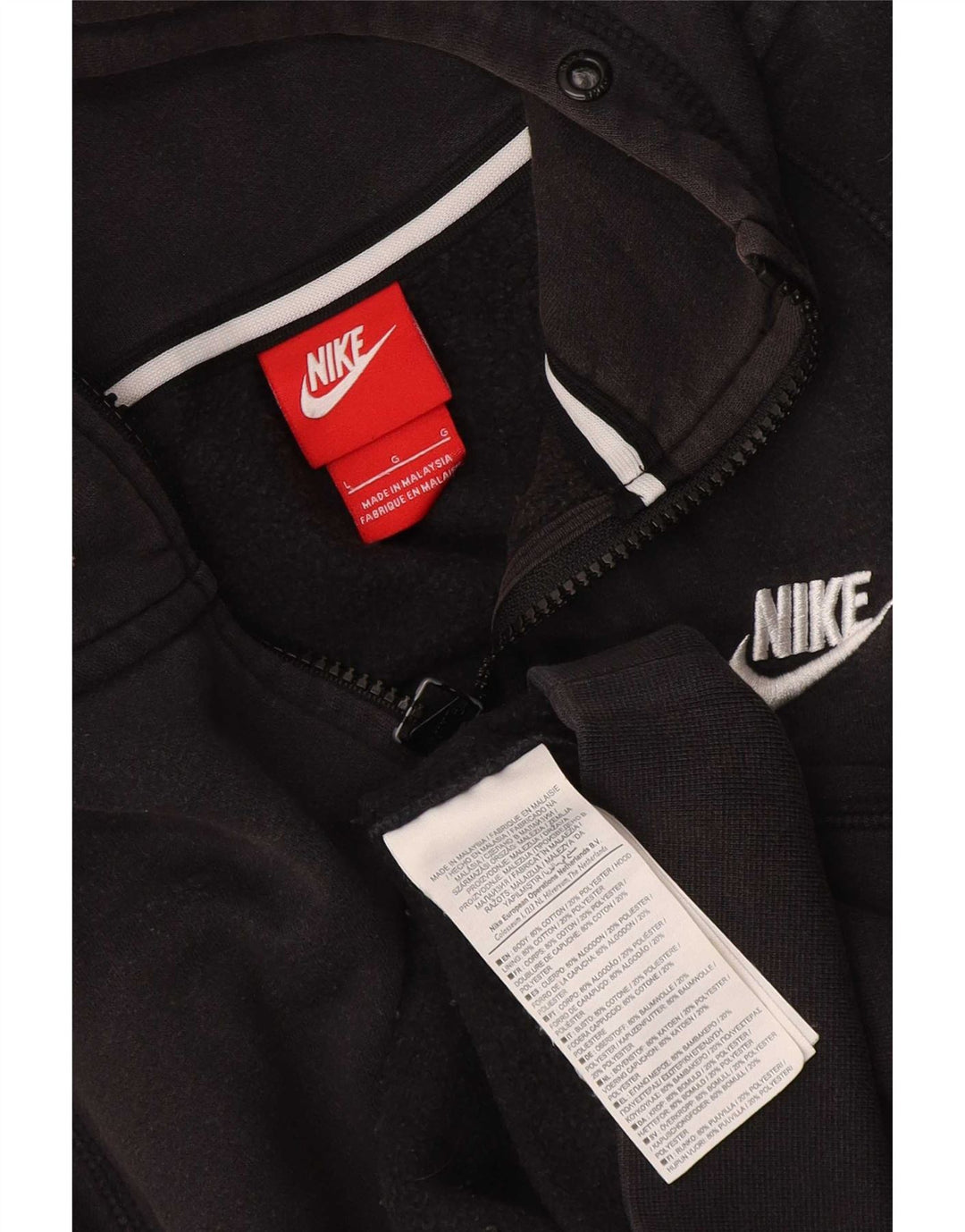 Męski sweter z kapturem i zamkiem błyskawicznym Nike, duży, czarny, bawełniany