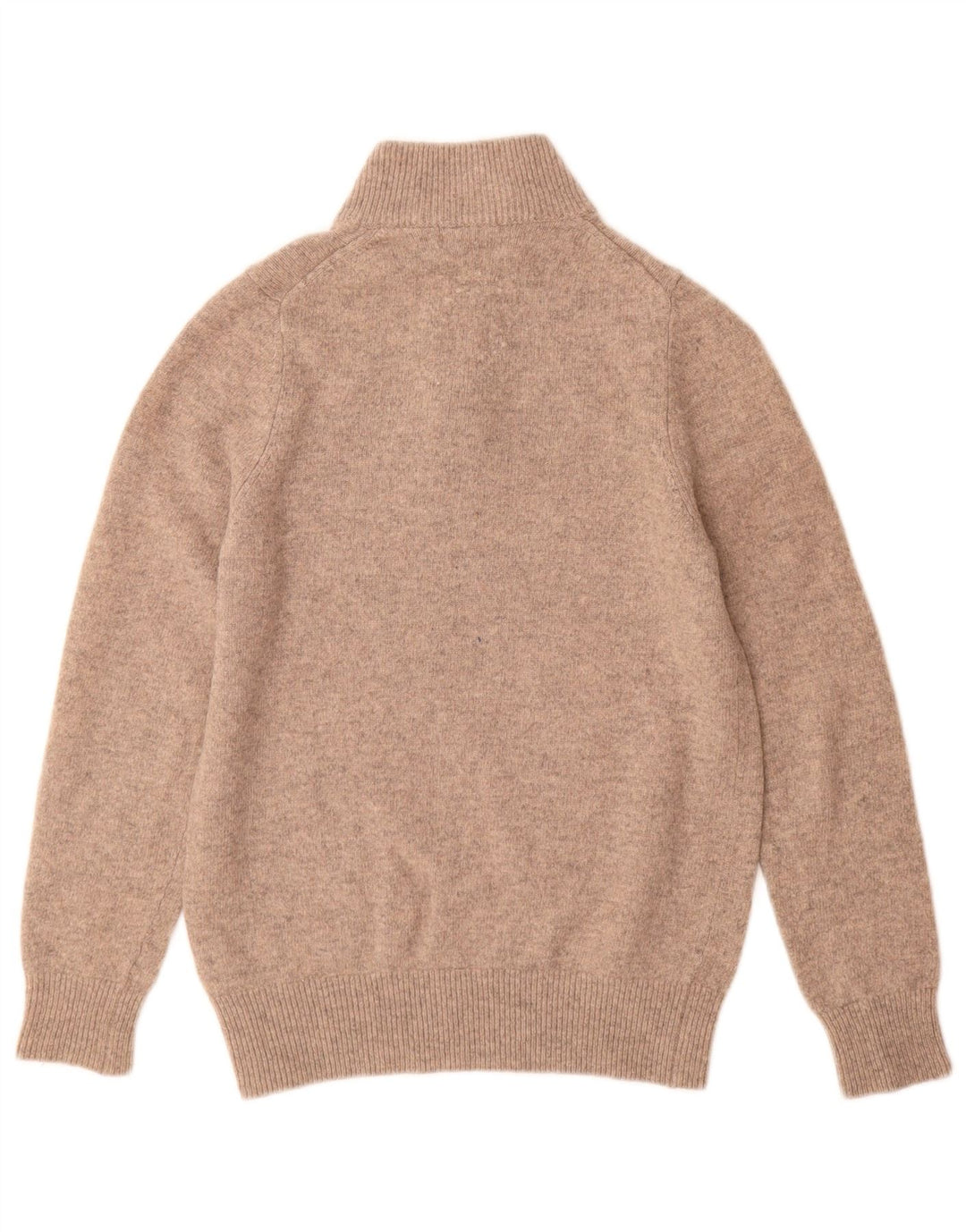 Marks & Spencer Męski sweter z zamkiem błyskawicznym, mały, beżowy, wełniany