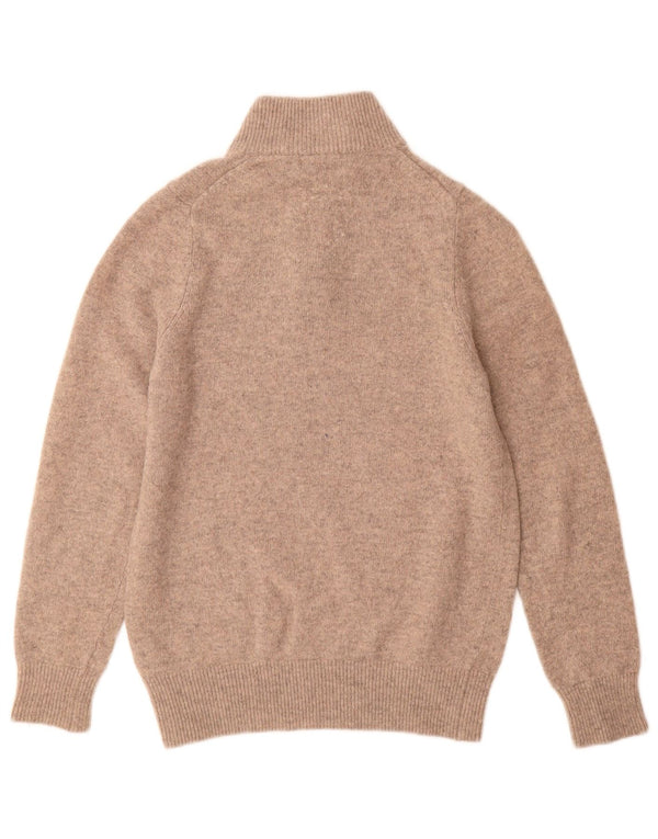 Marks & Spencer Mens Zip Neck Jumper Sweater Small Beige Wool