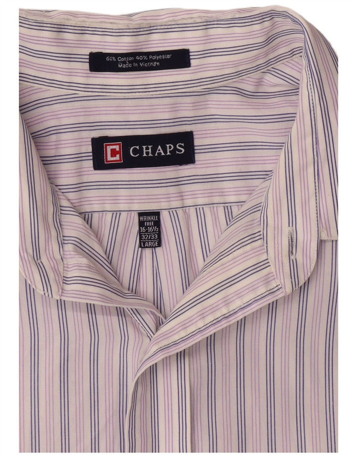 CHAPS Mens Shirt Size 16 16 1/2 Large Purple Striped Cotton
