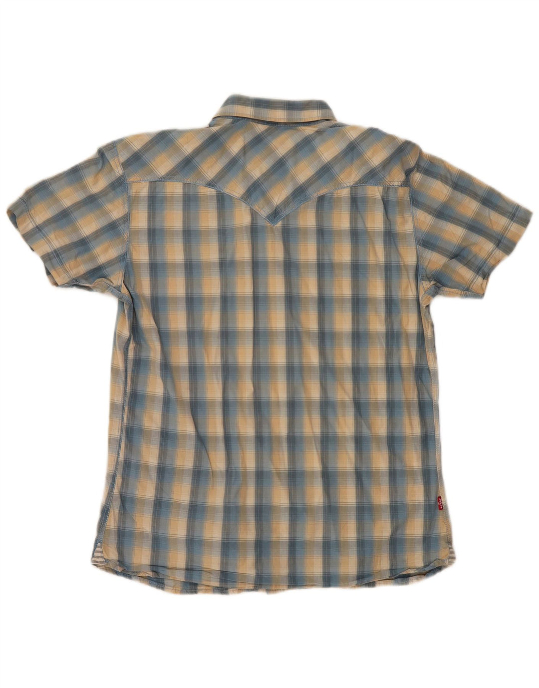 Koszula męska z krótkim rękawem LEVI'S, bawełniana w średnią niebieską kratkę