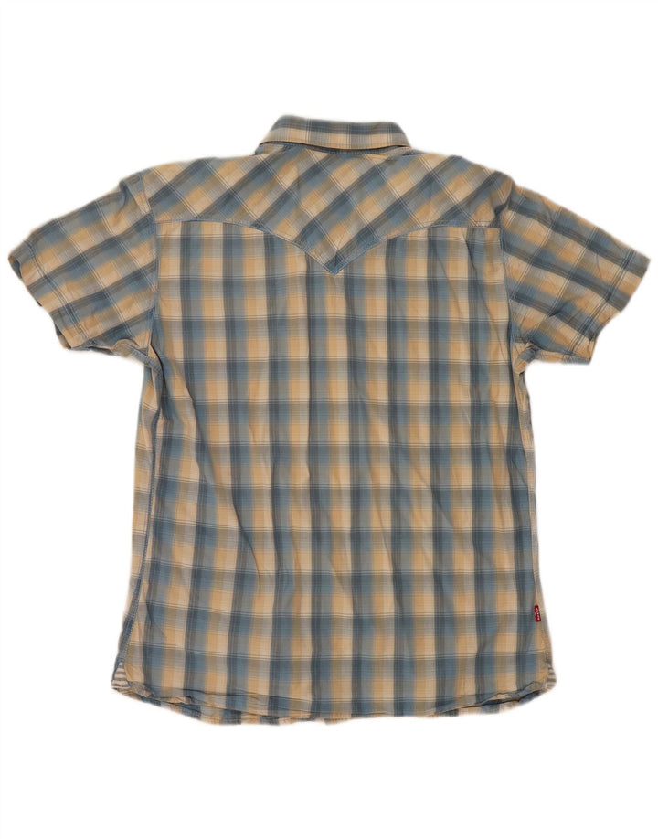 Koszula męska z krótkim rękawem LEVI'S, bawełniana w średnią niebieską kratkę