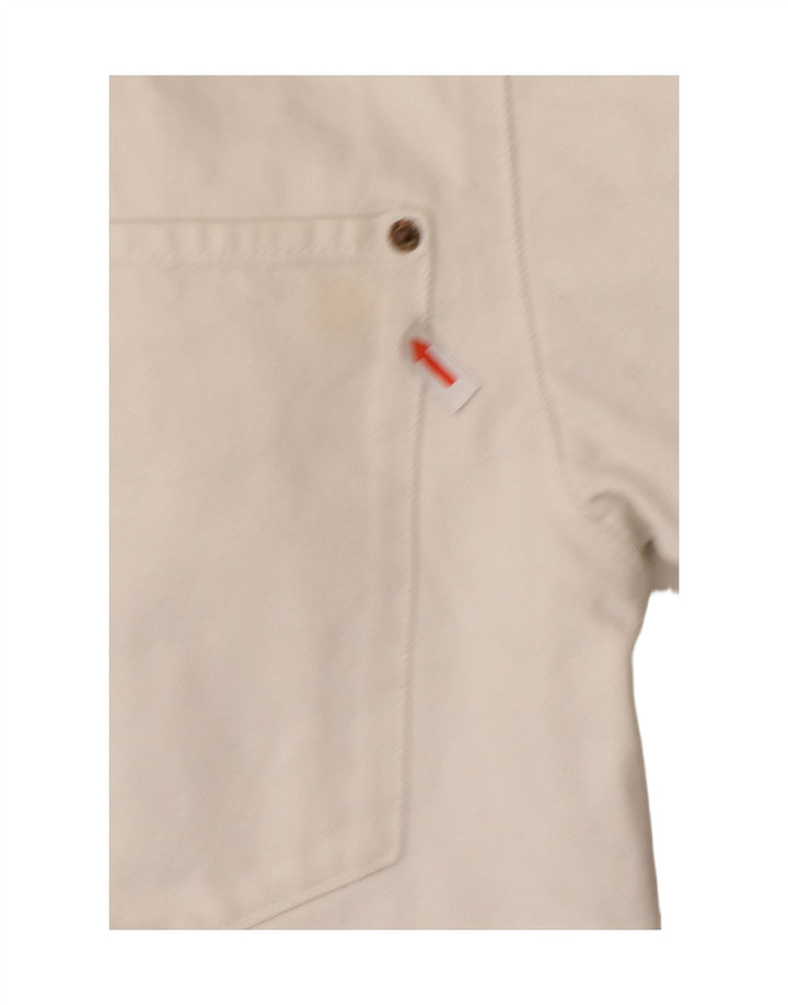 Damska krótka kurtka jeansowa Zara Oversize UK 6 XS, biała bawełna